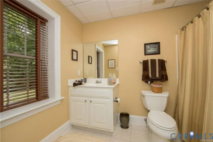1638 Fallen Timber Trail Powhatan, VA 23139 - Photo 45 of 48 a bathroom with a toilet a sink shower and mirror