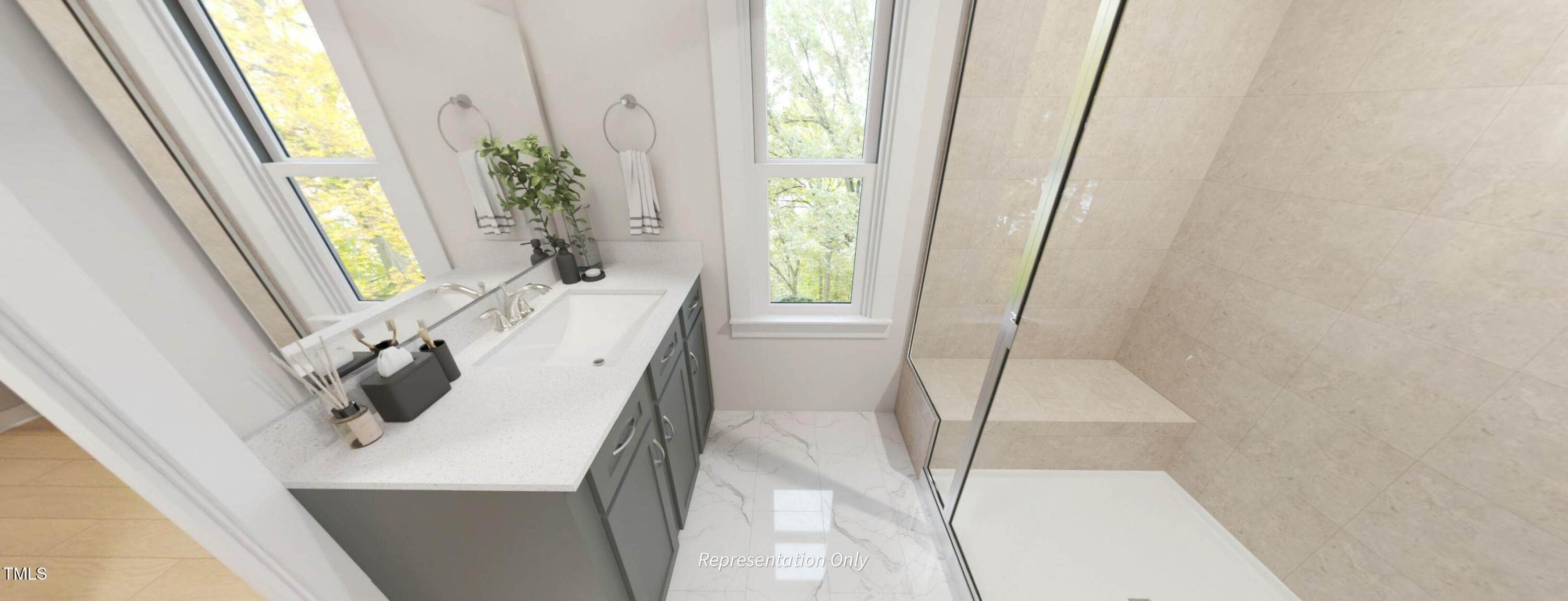 8733 Maxine Street Willow Spring, NC 27592 - Photo 15 of 34 a bathroom with a tub sink and mirror