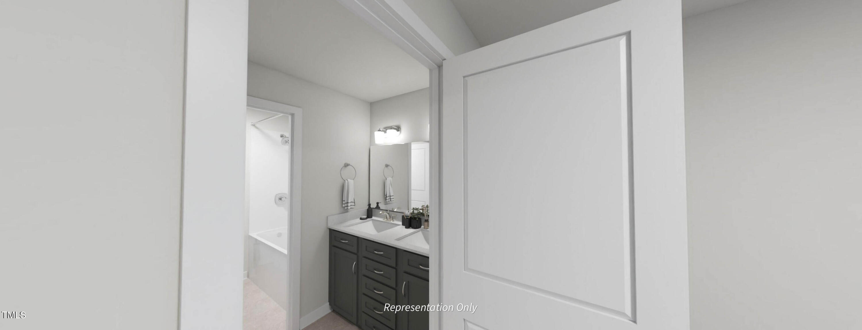 8733 Maxine Street Willow Spring, NC 27592 - Photo 20 of 34 a room with a sink and a mirror