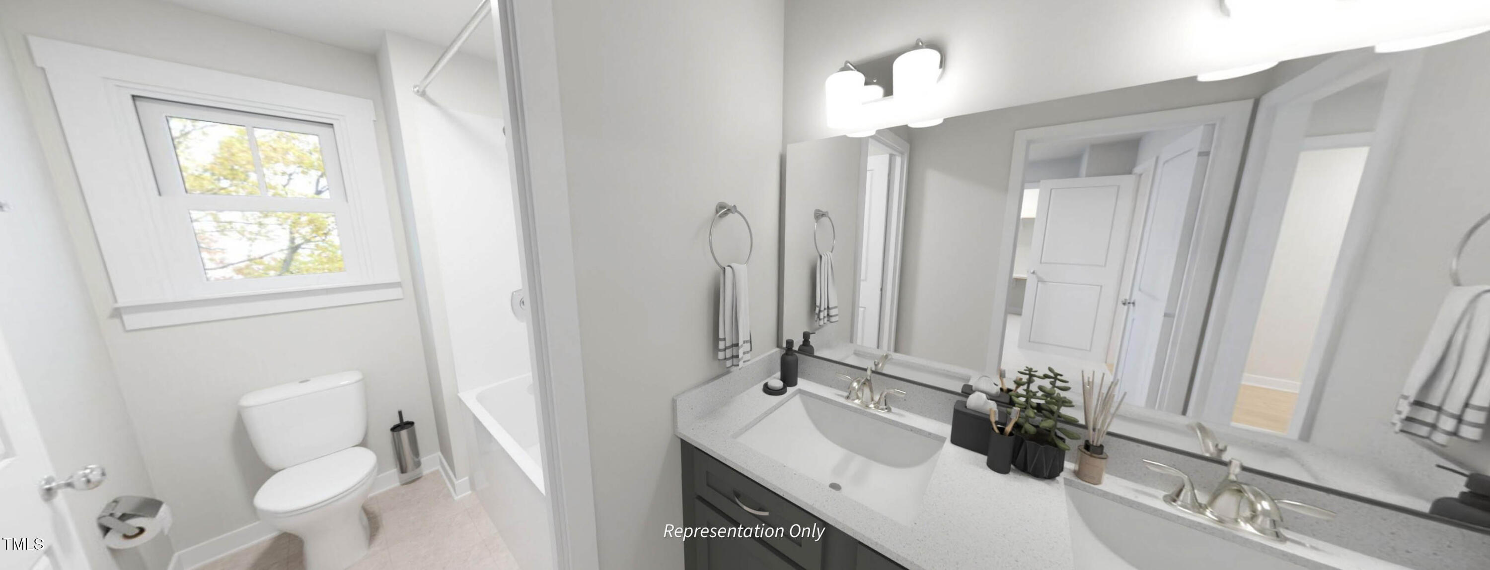 8733 Maxine Street Willow Spring, NC 27592 - Photo 21 of 34 a bathroom with a sink a toilet and mirror