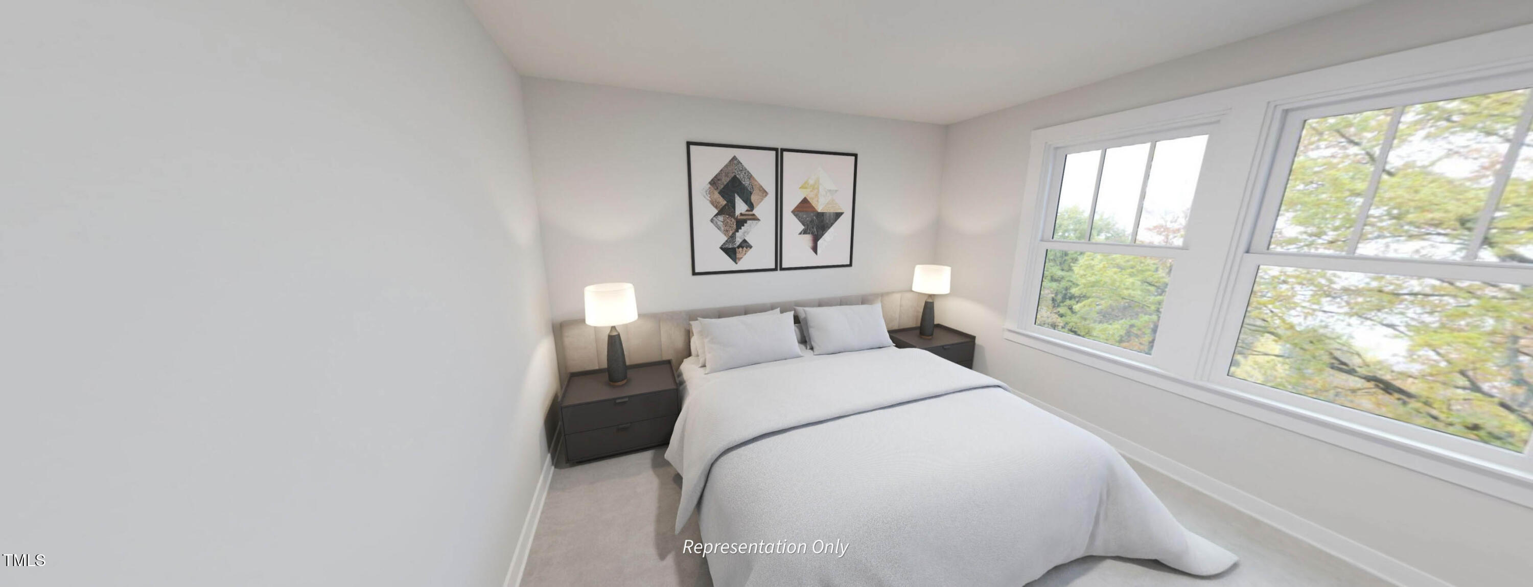 8733 Maxine Street Willow Spring, NC 27592 - Photo 25 of 34 a bedroom with a large bed and a large window