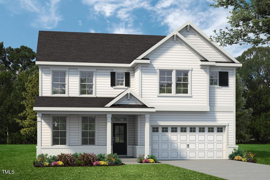 8733 Maxine Street Willow Spring, NC 27592 - Photo 34 of 34 a view of a white house with a small yard and potted plants