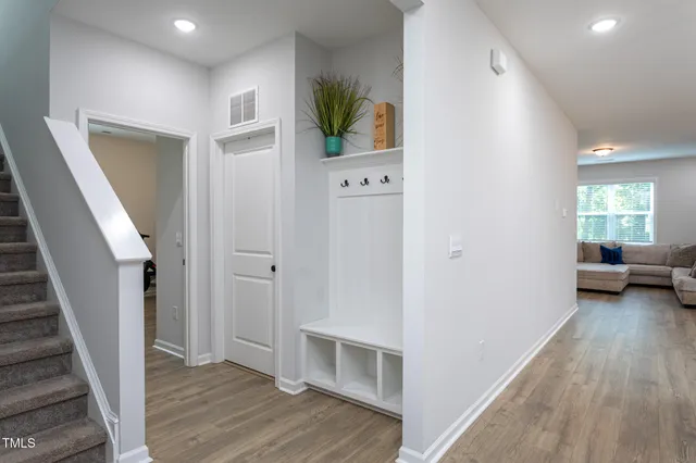 a view of a backyard with a small cabin