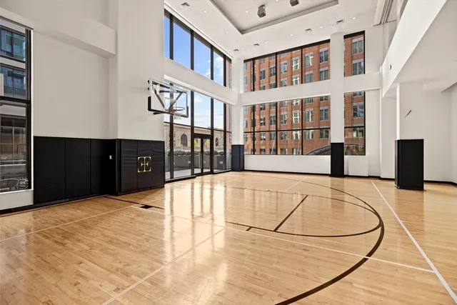 a view of a room with gym equipment