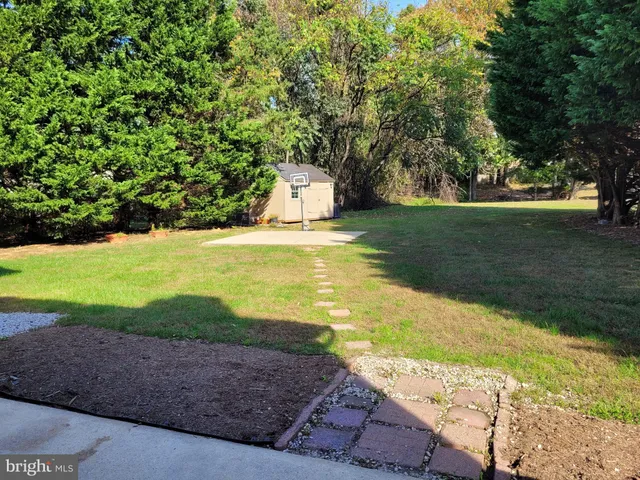 a view of a yard with an outdoor space