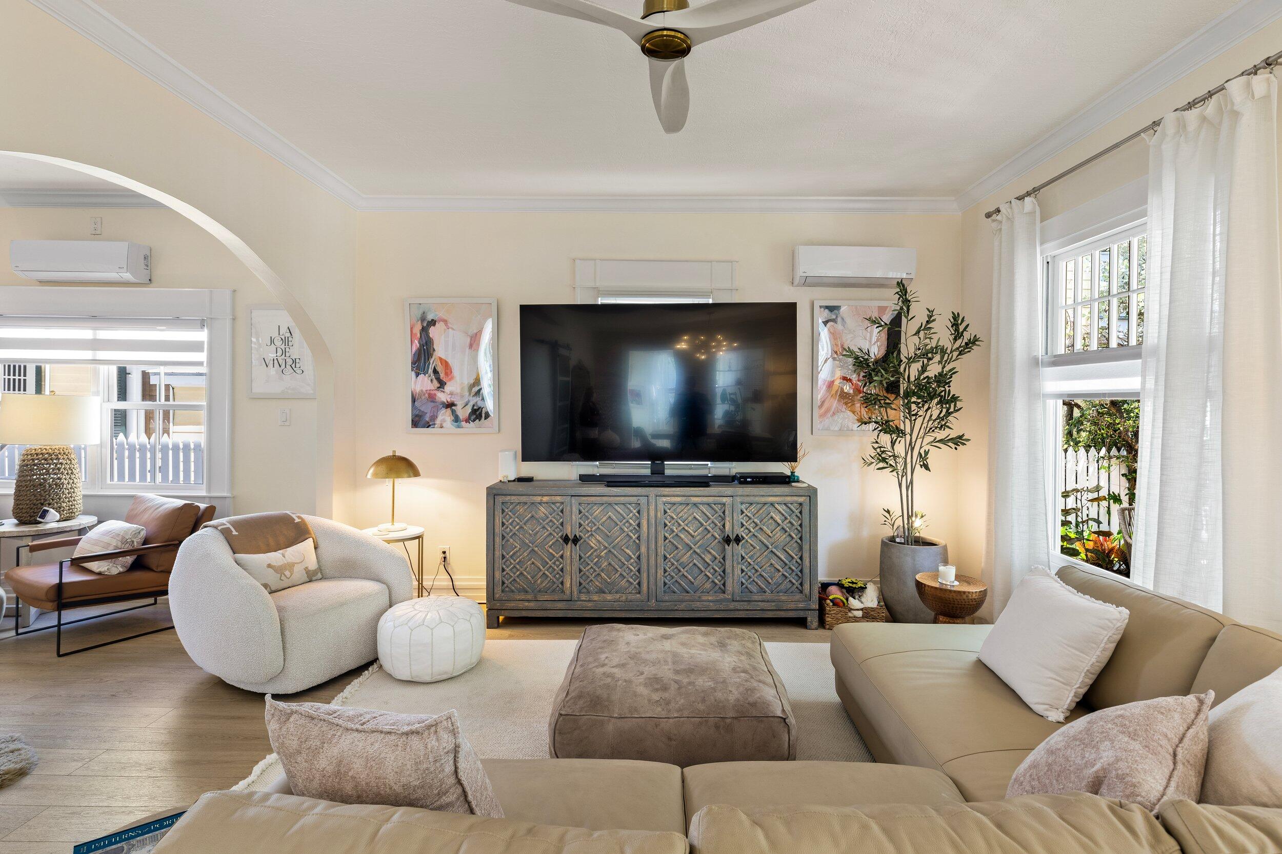 1420 White Street Key West, FL 33040 - Photo 7 of 48 a living room with furniture and a flat screen tv