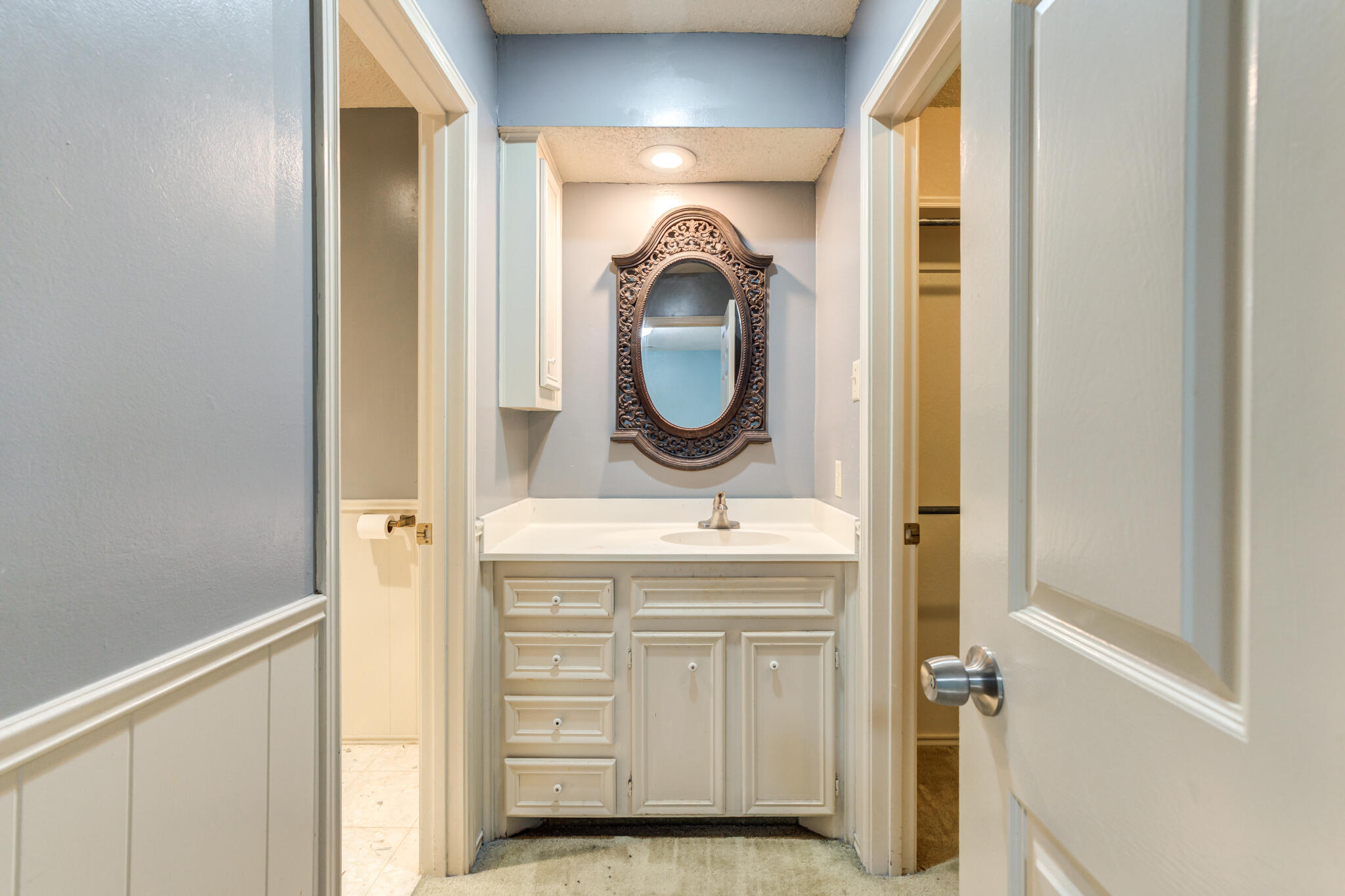4629 88th Street Lubbock, TX 79424 - Photo 42 of 60 a bathroom with a sink and a mirror