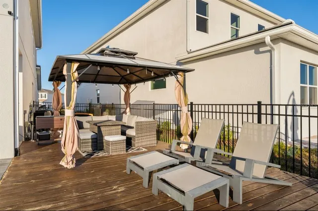 a view of a house with lounge chair
