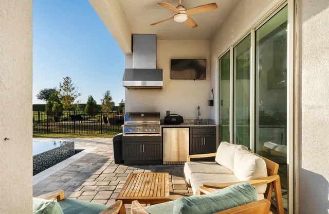 a living room with furniture