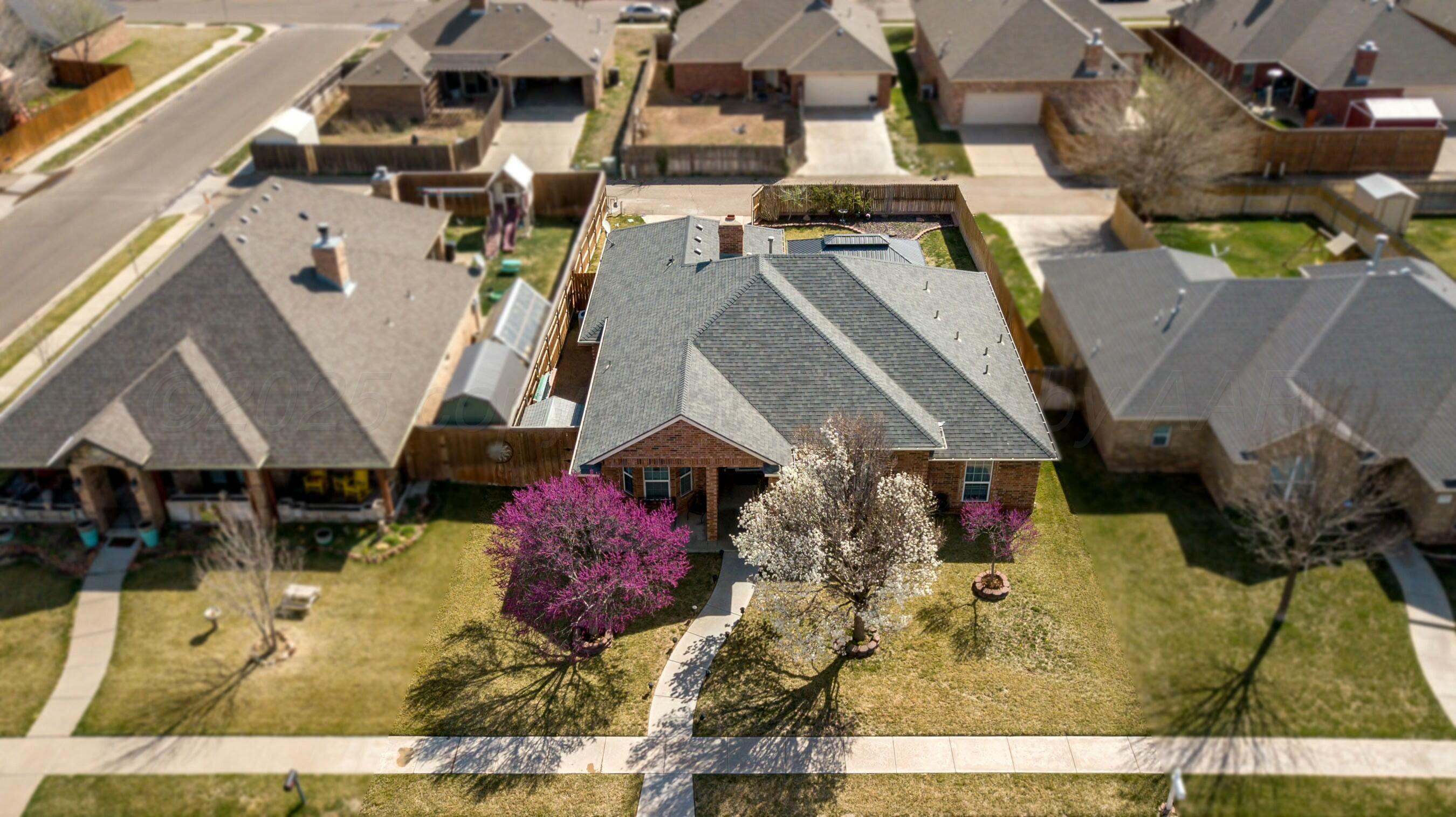an aerial view of a house