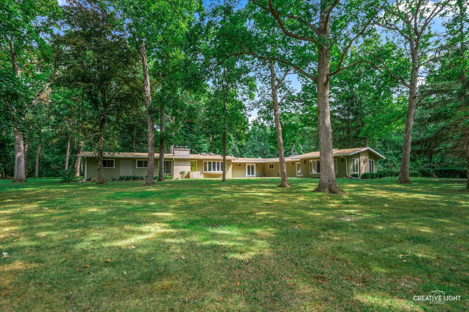 a view of a wooden deck and a tree