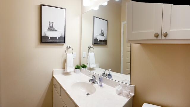 2116 10th Street Lubbock, TX 79401 - Photo 14 of 22 a bathroom with a sink and a mirror