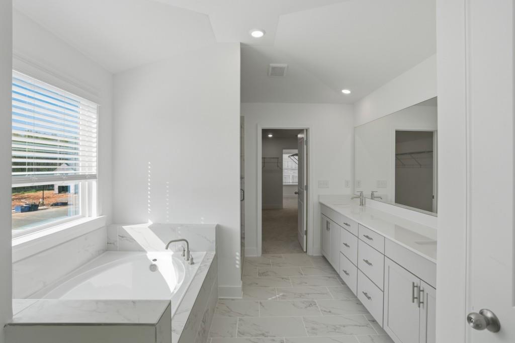 293 Deer Valley Run Canton, GA 30115 - Photo 5 of 8 a bathroom with 2 sink tub and a mirror