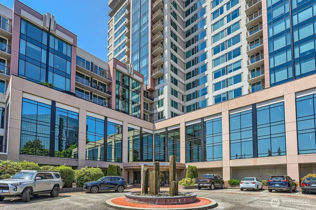 front view of a building with a street