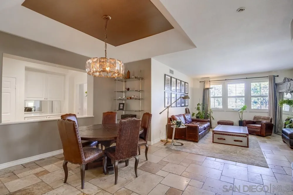 2305 Falkirk Row La Jolla, CA 92037 - Photo 7 of 36 a dining room with furniture a chandelier and window