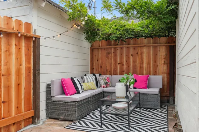 a view of outdoor space with seating