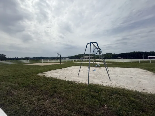 a view of a lake with a park