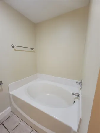 a bathroom with a bathtub