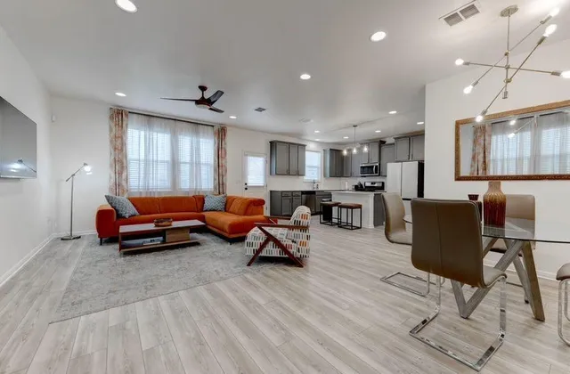 a living room with furniture and a couch