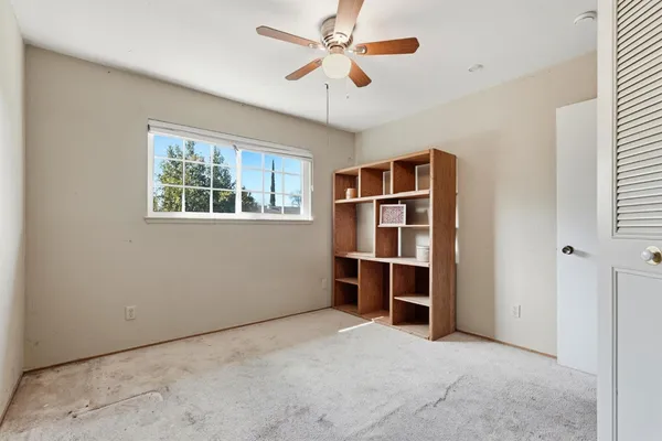 a view of backyard with a garden and entertaining space