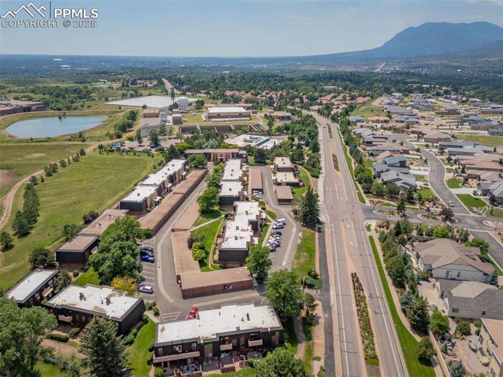 2905 Mesa Road, Unit D Colorado Springs, CO 80904 - Photo 30 of 34 an aerial view of residential building and lake