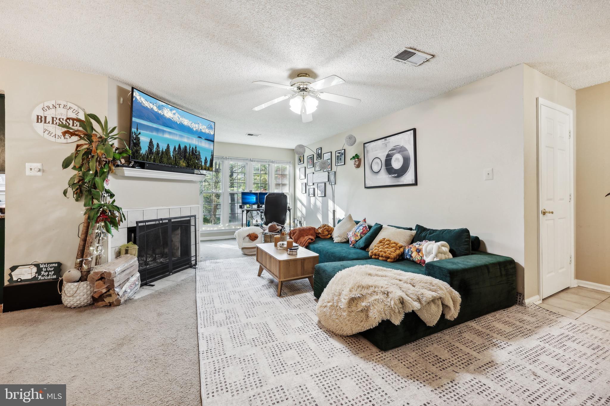 3805 Green Ridge Court, Unit 201 Fairfax, VA 22033 - Photo 2 of 25 a living room with furniture a fireplace and a large window