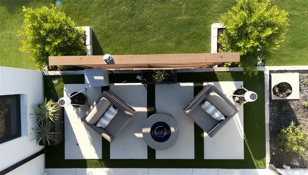 a view of deck with patio and outdoor seating