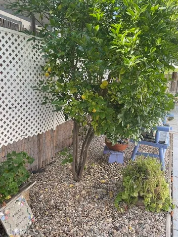 a backyard of a house with outdoor seating
