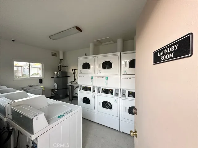 a view of a building with sitting area