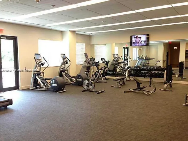 a view of a room with gym equipment