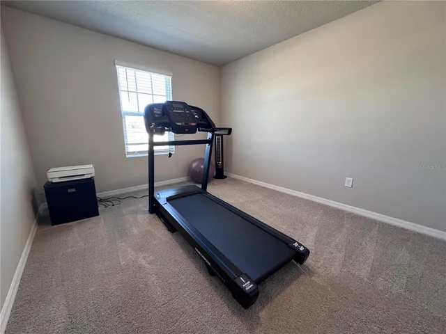 a room with storage and window