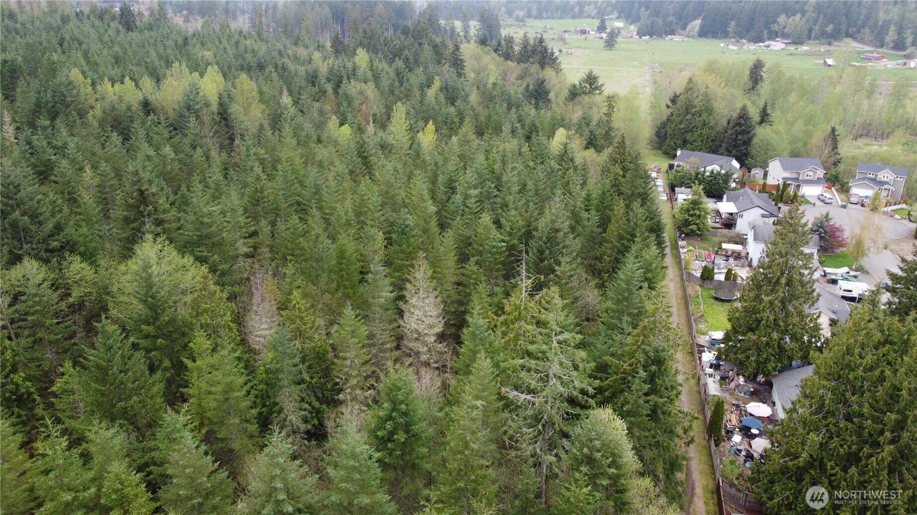 a view of a lake and green field
