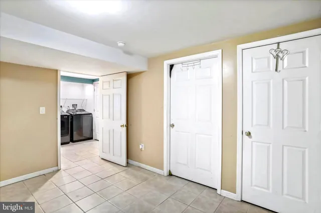 a view of a room with racks on the wall