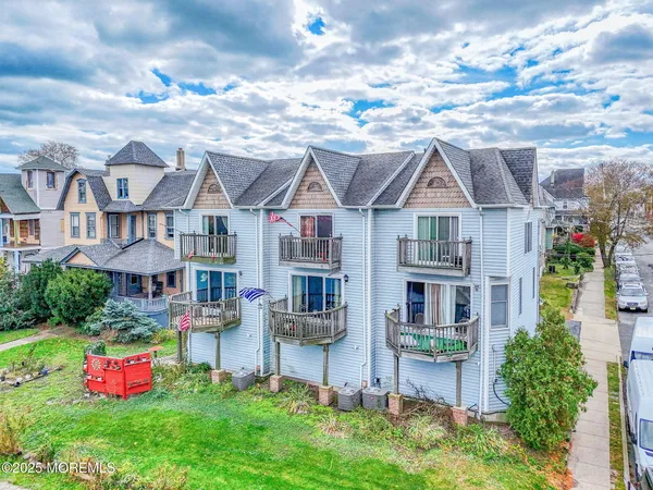 a front view of multiple houses