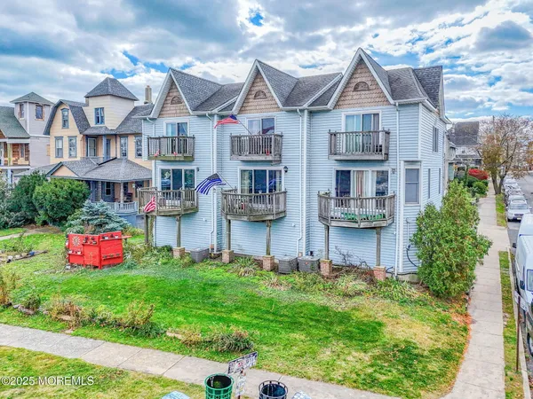 a front view of multiple houses