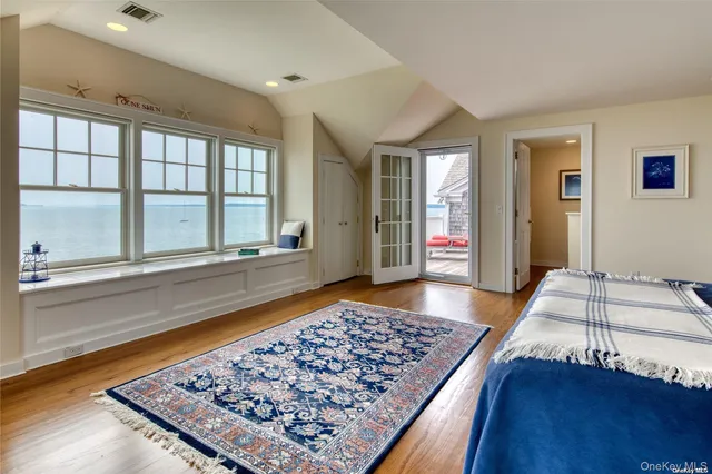 wooden floor with a rug