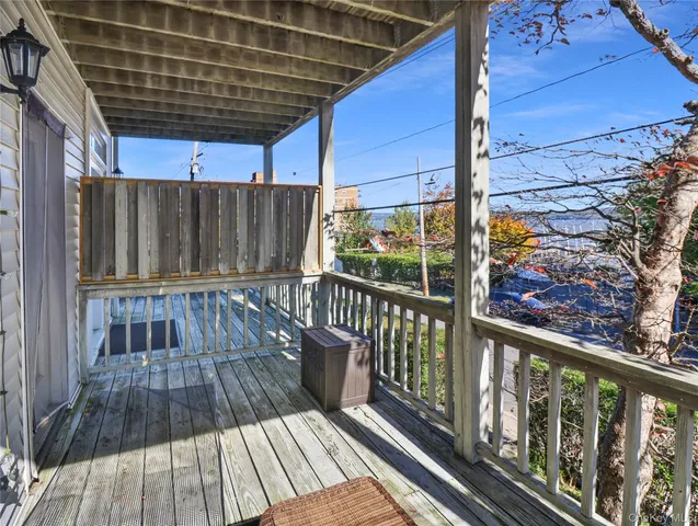 a view of wooden deck