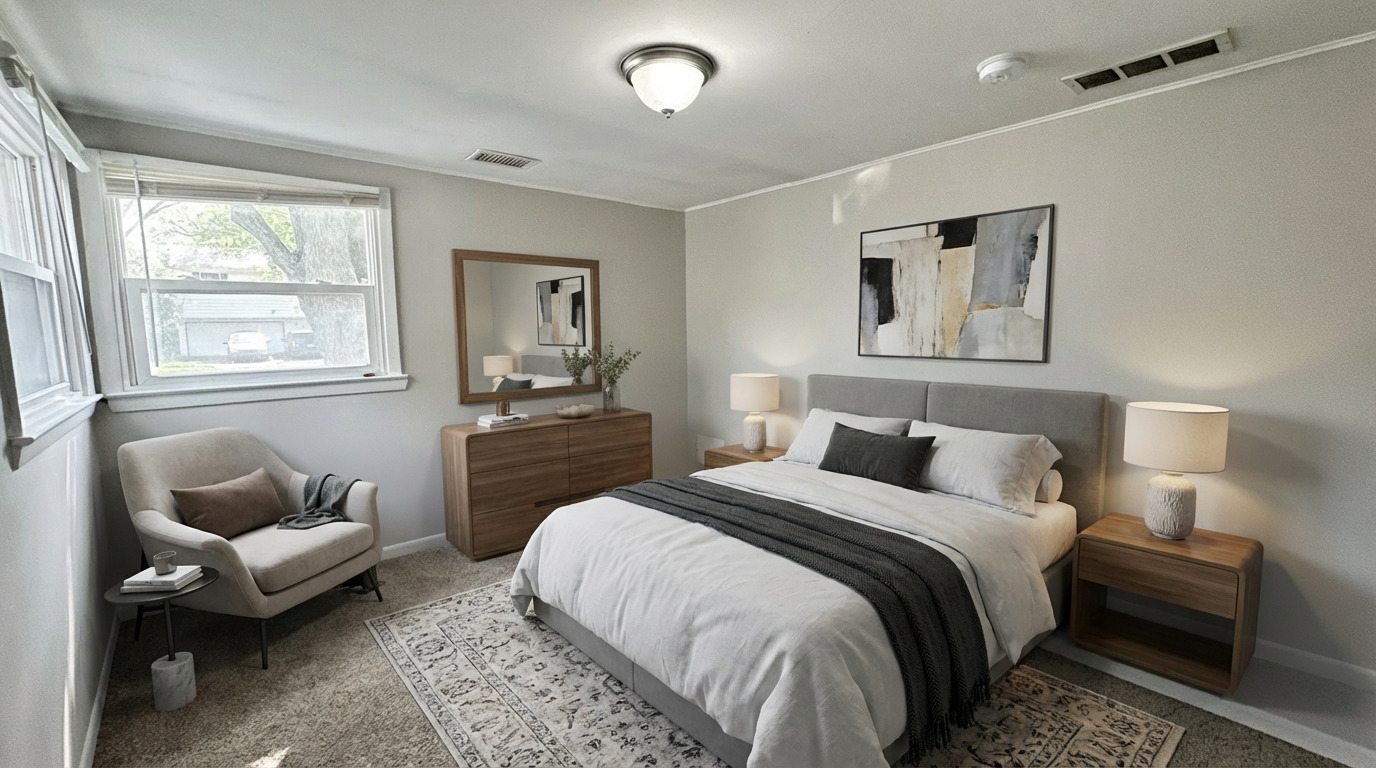 3512 John Street Steger, IL 60475 - Photo 7 of 18 a bedroom with a bed and wooden floor