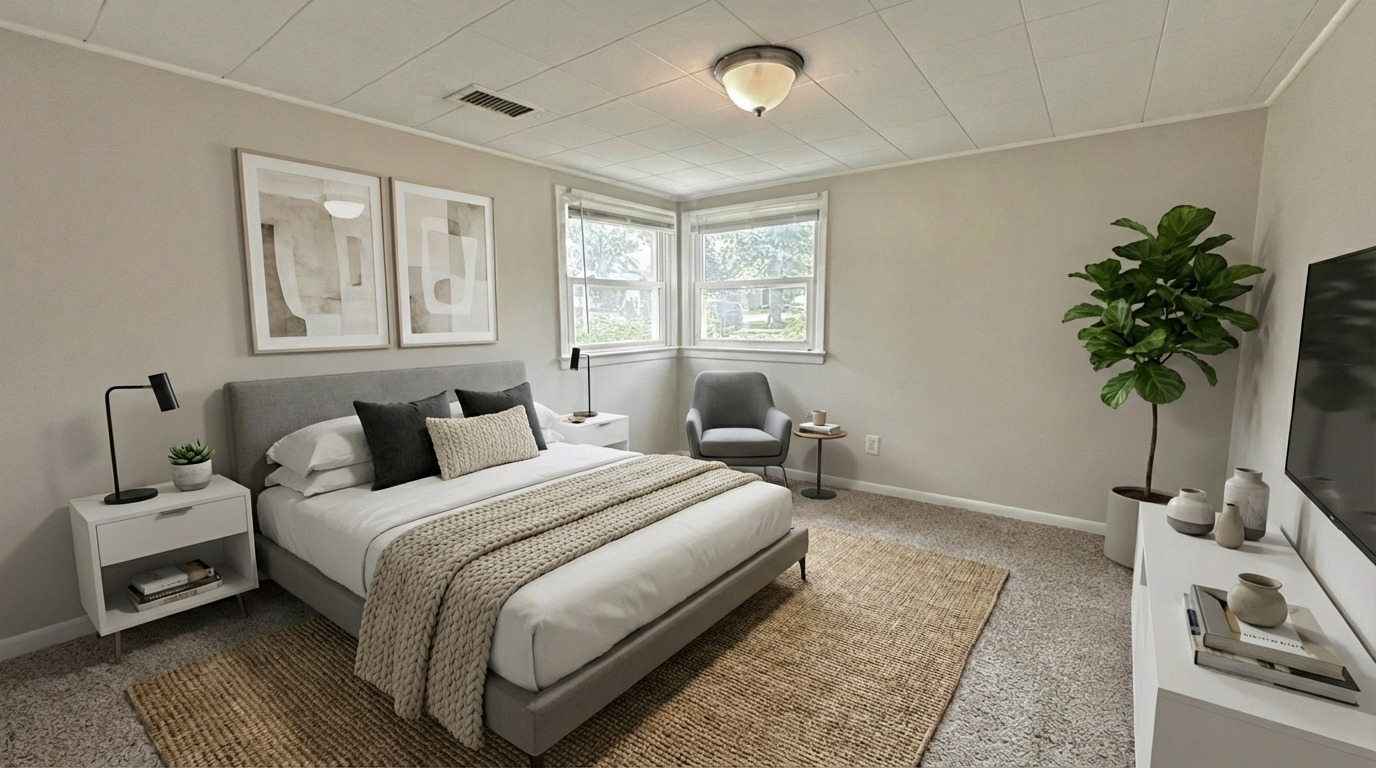 3512 John Street Steger, IL 60475 - Photo 9 of 18 a bedroom with a bed and a potted plant