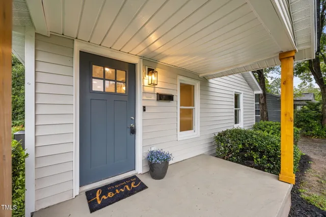 a potted plant sitting in front of a house