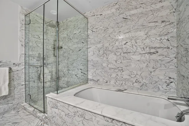 a bathroom with a bathtub