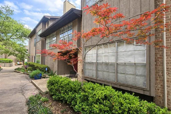 a view of a garage with a lot of flower plants