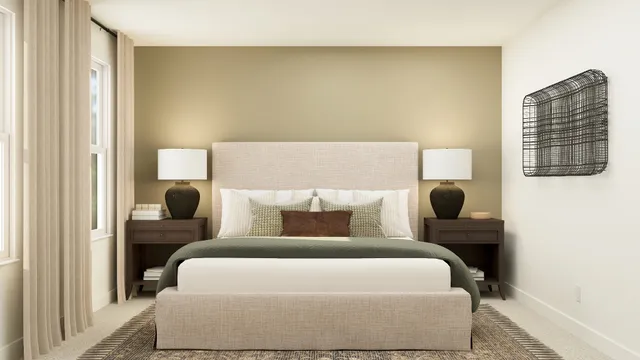 a bedroom with a bed and closet