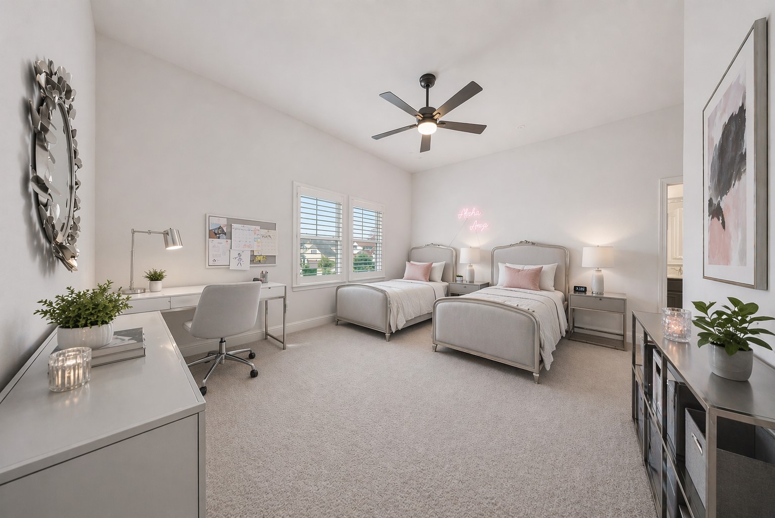 5403 Rouchel Brook Lane Sugar Land, TX 77479 - Photo 20 of 42 Bright and functional oversized secondary bedrooms. Features own private en-suite bathroom with extended vanity. Room features custom designed plantation shutters.