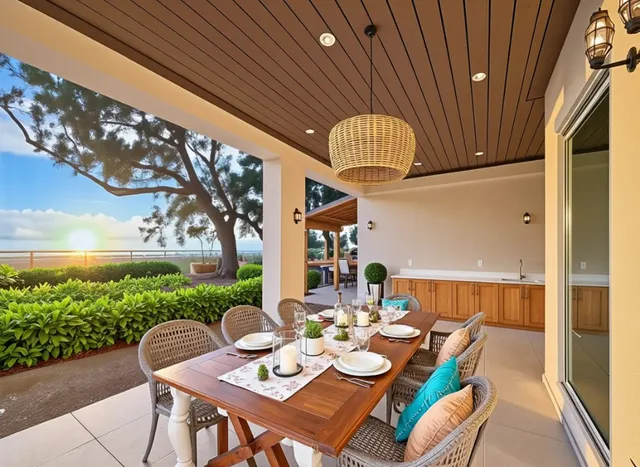 a view of a swimming pool with a yard