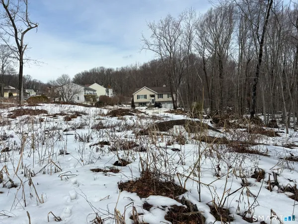 a view of a town with trees