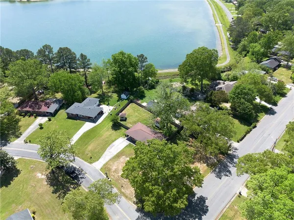a view of a street with an outdoor space