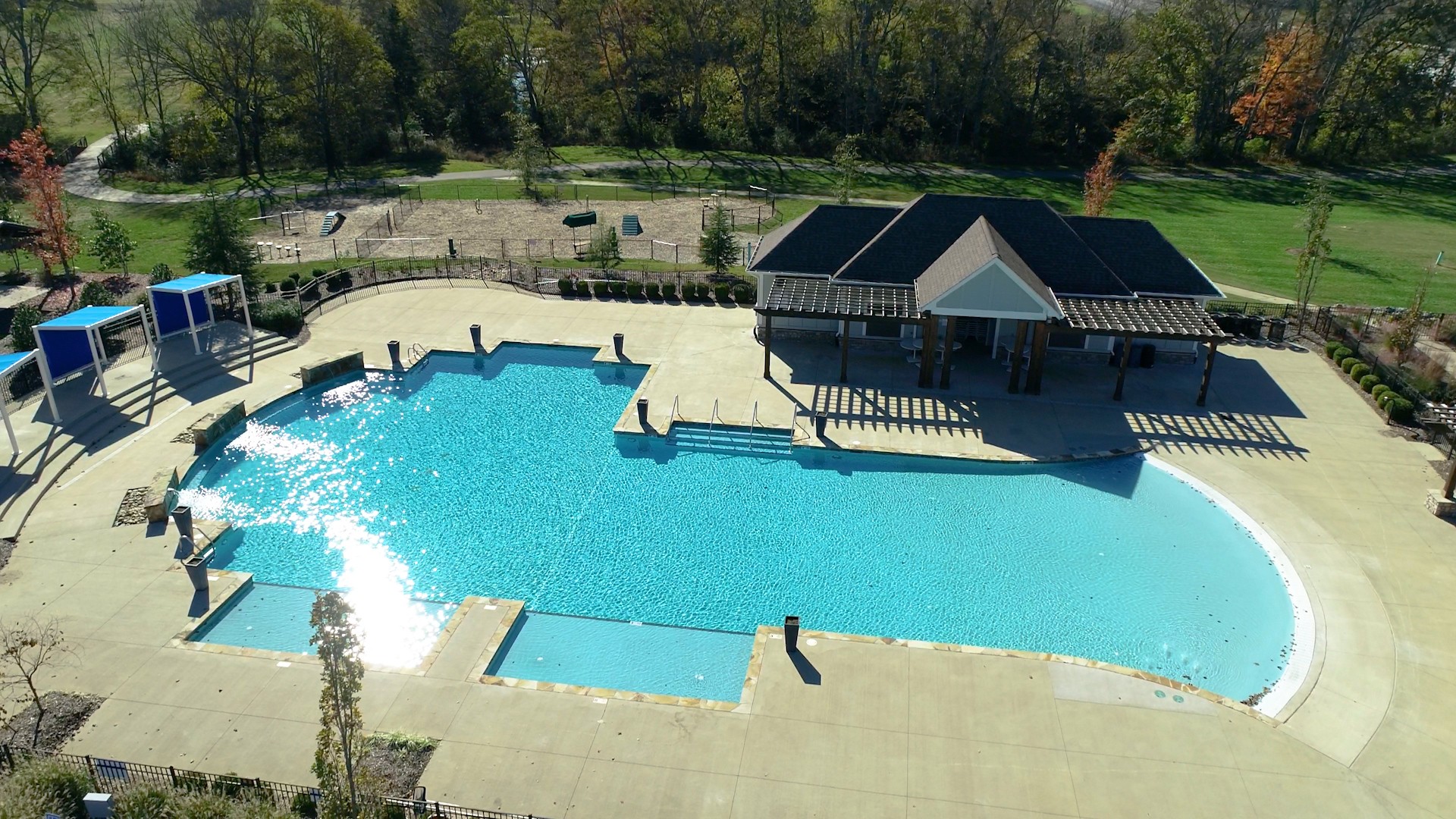 757 Plowson Road Mount Juliet, TN 37122 - Photo 40 of 48 an aerial view of a house with swimming pool and garden