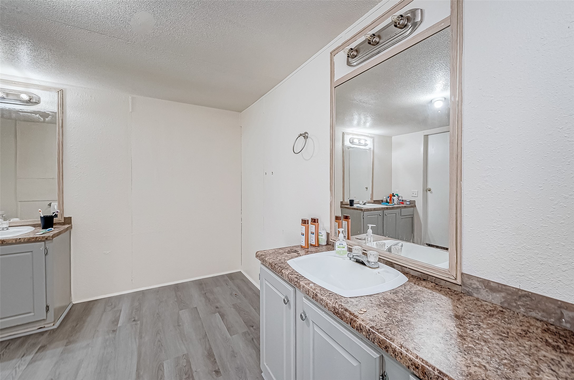 100 Mulcahy Avenue, Unit 264 Damon, TX 77430 - Photo 9 of 30 a bathroom with a granite countertop sink and a mirror