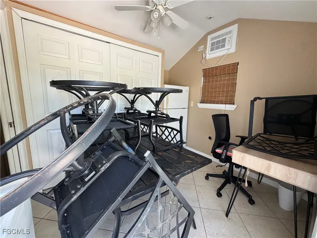 a table and chairs in a room
